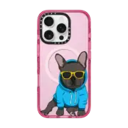 iPhone 16 Pro Impact Case MagSafe Compatible Hipster Frenchie - Black