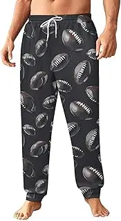[Generic] Men's Sweatpants, Cool Black Footballs on Charcoal-9, Polyester Joggers, Sweatpants Jogging Pants for Workout Running
