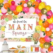 Lemon Bridal Shower Decor She Find Her Main Squeeze Bachelorette Party Decor She Found Her Main Squeeze Backdrop Citrus Fruit Garland Arch Bachelorette Engagement Citrus Lemonade Party