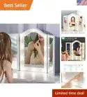 Vanity Lighted Tri-fold Makeup Mirror with 1 Dimmable LED Bulbs, Touch Contro...