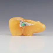 NATIVE AMERICAN ZUNI CALCITE MOUNTAIN LION FETISH BY LELAND BOONE & DAPHNE QUAM