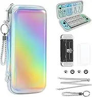 JYPS Carry Case for Nintendo Switch OLED, Silver, Mirror Multi-Color