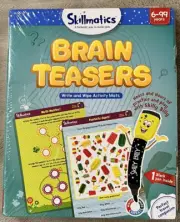 Skillmatics Brain Teasers Write and Wipe Activity Mats Educational Game SEALED