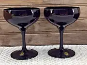Vtg 4Pc Sasaki Stemware Champagne Glasses Ebony Midnight Black Handcrafted Japan