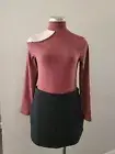A&F Mauve One Off- Shoulder Mock Neck Long Sleeve Top Size Medium NWT