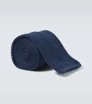 [Rubinacci] Rubinacci Knitted silk tie One Size blue
