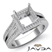 Diamond Engagement Princess Ring 0.9 Carat Platinum Semi Mount Split Shank