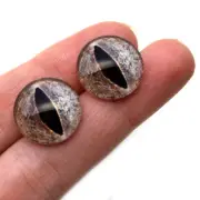 Pair of 16mm Diamondback Rattlesnake Glass Eyes Red Silver Taxidermy Doll Supply