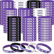 [Wavyknot] Purple Ribbon Awareness Bracelets Bulk Silicone Hope Strength Faith Courage Health Awareness Rubber Wristbands Lupus Domestic Violence Epilepsy Pancreatic Cancer Alzheimers Bracelet