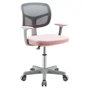 Costway Study Desk Chair Teen Office Task Chair 360° Swivel Mesh Chair Height Adjustable Pink