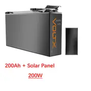 VoltX 12V 200Ah Slim Lithium Battery with 200W Fixed Solar Panel