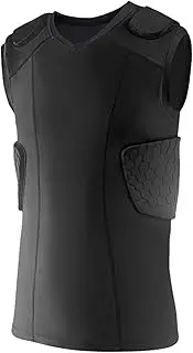 [Topeter] Rib Protection Vest, Padded Compression Shirt with Rib, Shoulder & Back Pads, Rash Guard Sports Training Tank Tops
