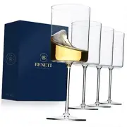 Superlative Edge Wine Glasses Square [Set of 4] White & White Wine (14 Ounces)