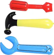 HONMEET 1Set Inflatable Tool Set Construction Party Decorations with Inflatable Hammer Wrench and Screwdriver for Pretend Play and Learning Basic Tool Skills