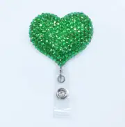 Blinged Green Heart Retractable ID Badge Reel / ID Badge Holder / AZblinger