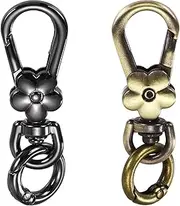 uxcell 2 Pcs Metal Keychain Clip Swivel Lobster Claw Clasp Quick Release Key Ring Detachable Double Opening Snap Hooks for Jewelry Making Crafts Backpack Lanyard, Gun Black/Bronze Tone