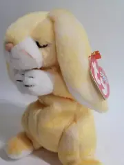 TY" Beanie Baby Seated Brown & White Plush Easter Bunny Rabbit Soft New with Tag