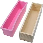 DECORNIJIA Flexible Rectangular Soap Loaf Mold Wooden Box Silicone Mold for Cold Process Soap Making Supplies Heat Resistant and Non-Stick Design Large
