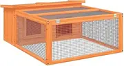 vidaXL Rabbit Hutch - Solid Pine Wood Small Animal Cage with Water-Resistant Roof and Wire Mesh Walls, Multi-Level Design, 117.5x97x47.5 cm for Bunnies/Guinea Pigs/Small Ducks, Brown/Green