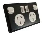 Black & White Double USB Power Point GPO Wall Socket