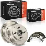 A-Premium Brake Drum and Brake Shoe Assembly Replacement for Ford Focus 2009-2011 Ford Explorer 2013-2019 Flex Taurus Lincoln MKS MKT Front Brake Rotors + Brake Pads, 240mm Front Rotor, A Set of 2