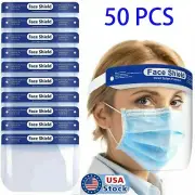 50 Pack Safety Full Face Shield Reusable Clear Washable Face Anti-Splash