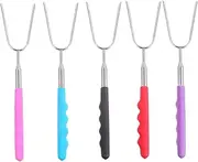 5Pcs Extendable Stainless Steel Barbecue Skewers for Camping and Grilling Durable Roasting Sticks with Storage Bag Maximum BBQ Tool for Outdoor Cooking
