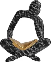 Wzenclave White Abstract Thinker Resin Figurines Decorative Book Ends for Shelves -Heavy Duty Resin Reading Statue Bookends for Books & CDs Unique,Book Holder and Stopper Library and Bookshelf Decor