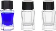 VASANA 6Pcs 15ml/0.5oz Empty Clear Glass Inkwell Jars Bottles with Black Lids Small Glass Bottle Replacement Jars Sample Vials Refillable Storage Container for Ink Essential Oil