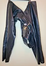 Xelement Black Leather Motorcycle Chaps