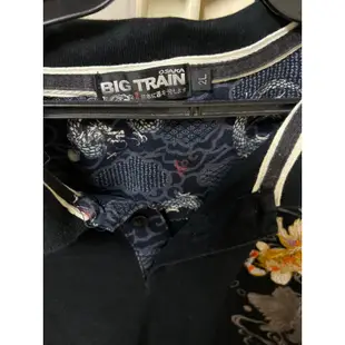BIG TRAIN墨達人 刺繡長袖POLO衫(XL號)原1780元, 前後鏽圖,肩54、長77、胸66公分