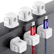PZOZ 6 Pack Cable Clips, Adhesive Cable Management Holder for Desk Home Kitchen Office Car Wall Desktop USB Charging Cord Wire Keep Tidy (White)