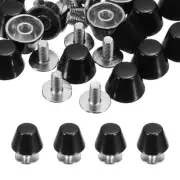 10mm Purse Handbag Feet, 15 Sets Round Flat Studs, Bright Black
