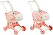 STOBOK 2pcs Mini Shopping Cart Toy for Boys and Girls Cute Boy Girl Trolley Prop for Playtime for Pretend Grocery Store Fun and Storage Easy to Push Smooth Wheels for Boys and Girls