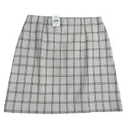 J. Jill Black & Cream Windowpane Plaid A-Line Pull On Skirt PS NWT