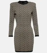 [Balmain] Balmain Monogram wool-blend knit minidress UK 6 multicoloured