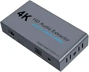 E12 4K 60HZ HD Video ctor with Optical Splitter Spdif&3.5mm AUX Stereo Video Converter HD 1.4 Splitter 1 in 2 Out o Adapter Grey One Size