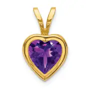 14K Yellow Gold 6mm Heart Amethyst Bezel Pendant