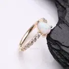 14 Karat Gold Teardrop Fire Opal Multi-Gem Seamless Clicker Hoop Ring