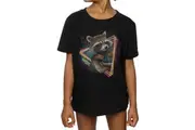 Guardians Of The Galaxy Girls Rocket Raccoon Neon Cotton T-Shirt (Black) - UTBI710
