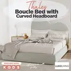 Bed Frame Single Double Queen King Size Curved Boucle Bedhead Light Grey
