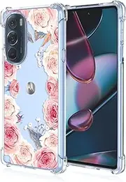 [RRXSYXL] for Moto Edge X30 Case,Moto Edge 30 Pro 5G Phone Case with Clear Floral Pattern,Shockproof Protection Soft TPU Case for Motorola Edge X30,Motorola Edge 30 Pro 5G,Pink Floral