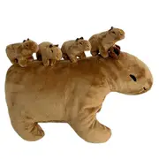 Capybara Stuffed Animal with 4 Baby Rodent Plush Toy, Capybara Wild Animals Plushie for Girls Boys Christmas Birthday Gifts