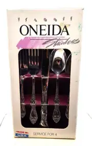 NEW Oneida Huntington Stainless Silverware in Original Box 1988 Service for 4