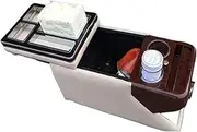 Arm Storage Box FOR Odyssey 2009-2018 Armrest Storage Box Car Armrest Box With USB Cup Holder Atmosphere Light Armrest Box(Beige Wood)