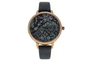 CRR003 La Romance - Rose Gold/Black Leather Strap Watch by Charlotte Raffaelli for Women - 1 Pc Watch