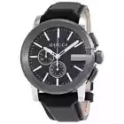 GUCCI G-Chrono YA101205 Black Dial Black Leather Men's Watch 44mm
