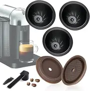 [LUKELI] 5 Pcs Vertuo Reusable Capsule Vertuo Pods Refillable Coffee Capsules for VertuoLine Refill Vertuoline Pod Fits for Nespresso Vertuo (230ML+2pcs Silicone Lid)
