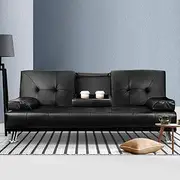 Artiss Sofa Bed, 3 Seater Futon Couch Lounge Armchair Recliner Chair Sleeper Sofas Home Bedroom Office Furniture, Adjustable Backrest Extra-Thick Seat Cushioning Charcoal