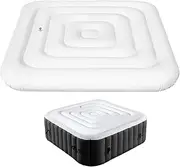 Inflatable Hot Tub Cover Square - Round Hot Tub Lid Windproof Rain-Proof Energy Saving Spa Cover with Inflation and Deflation Valve Inflatable Spa Lid for Hot Tub Protection
